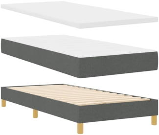 vidaXL Boxspringbett mit Matratze Dunkelgrau 90 x 190 cm Stoff 3341266