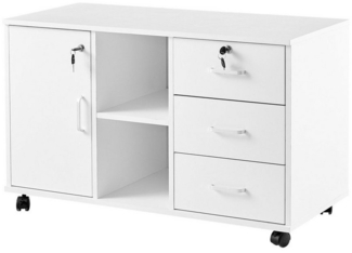 Ofcasa Aktenschrank Rollcontainer Abschließbar mit 3 Schubladen (1er Set) Büroschrank mit Rollen