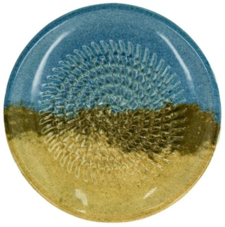 Kaladia Multireibe Reibeteller in Blau & Braun - Strand - zum Zerkleinern von Zutaten, Keramik, handbemalte Küchenreibe aus Keramik - Made in Spain