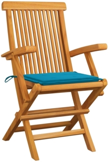 vidaXL Gartenstühle mit Blauen Kissen 4 Stk. Massivholz Teak 3065621