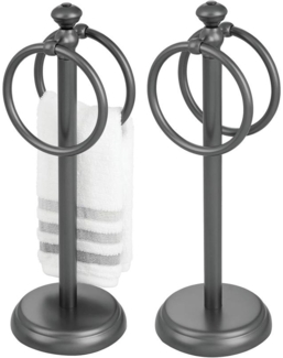 Handtuchhalter 2er-Set Metall grau 2 Ringe freistehend 36cm mDesign