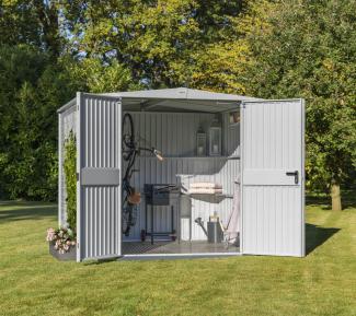 Hörmann Metall Gerätehaus Berry Classic Satteldach | Silber | 114x245x216 cm