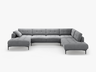 Micadoni Panorama Ecksofa Bemy 7-Sitzer Rechts Samt Grau