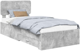 vidaXL Bettrahmen mit Kopfteil Beton Grau 75x190 cm Holzwerkstoff 3412439