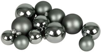 B-Ware Weihnachtskugel-Set 72 tlg.+ Box Baumkugeln Christbaumschmuck grau-chrome