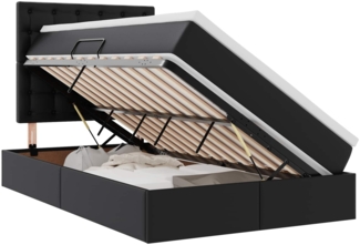 vidaXL Aufbewahrungsbett mit Matratze Schwarz 120x200 cm Kunstleder 3371661