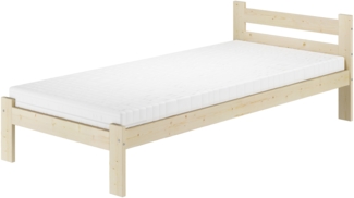 Einzelbett Gästebett 90x200 Fichte massiv lackiert mit wählbarem Zubehör V-60.60-09Rollrost und Matratze inkl.