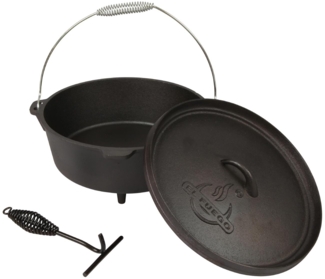 El Fuego Feuertopf Dutch Oven Set 5,50 L Schmortopf Grill Topf Gusseisen Bräter