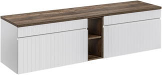 ICONIC WHITE Badmöbel-Set 180 cm mit Tischplatte (46x180cm), Weiß matt