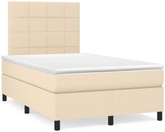 Boxspringbett mit Matratze & LED Creme 120x190 cm Stoff (Farbe: Creme)