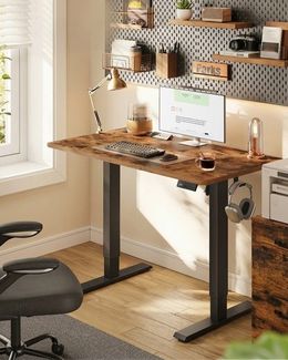 VASAGLE Elektrisch verstellbarer Stehtisch, Memory-Funktion mit 4 Höhen, Schreibtisch für Home Office, 100 x 60 cm, braun