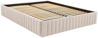 Vente-unique - Bettgestell mit Bettkasten - 140 x 190 cm - Samt - Beige - SETHI von YSMÉE