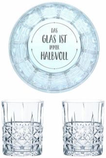 Nachtmann Whiskyglas Gravur Das Glas ist immer Halbvoll, Whiskeygläser Set, Gravur, Geschenk, Kristallglas, 345 ml, 2er Set