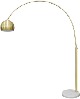 Bogenlampe Messing Marmorfuß Kunststoff Weiß