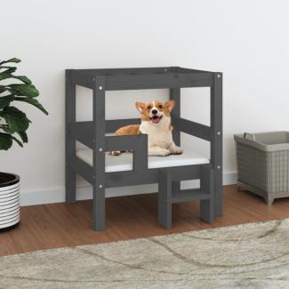 vidaXL Hundebett 55,5x53,5x60 cm Massivholz Kiefer, Grau