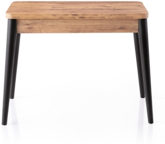 Calicosy Ausziehbarer Tisch von 100 bis 120 cm, Dekor Atlantik-Kiefer und Schwarz - DOLUNAY - Helles Holz