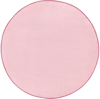 Runder Kurzflor Teppich Uni Fancy rund - Rose - 133 cm Durchmesser