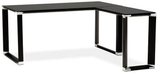 Kadima Design Eckschreibtisch Schwarz Glas-Metall | 170x160 cm L-Form Winkelwahl | Büro Computertisch Chrom | Ergonomisch Stilvoll Schreibtisch