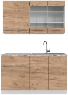 Vicco Singleküche Goldkraft Eiche/Weiß 140 cm ohne Arbeitsplatte, Fame-Line