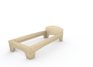 Holzbett (Fichte) "Rosi" 90 x 200 cm 38 cm mit Kopfteil Massivholzbett Bett