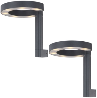 2er Set LED Wandleuchte, ALU, grau, Ring-Design, H 22 cm