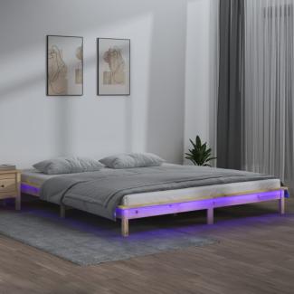 Massivholzbett mit LEDs 135x190 cm 4FT6 Double [820646]