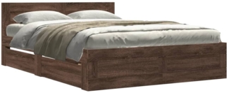 vidaXL Bettgestell mit Kopfteil Braun Eichen-Optik 120x200 cm 3295575