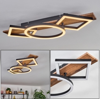 hofstein Deckenleuchte Deckenlampe aus Metall/MDF/Kunststoff in Schwarz/Holzoptik/Weiß, ohne Leuchtmittel, moderne Deckenleuchte, 24 Watt, 3000 Kelvin