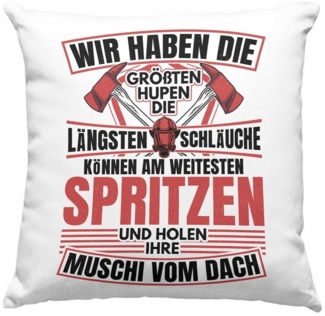 Trendation Dekokissen Trendation - Feuerwehr Spruch Geschenk Kissen Feuerwehrmann Geschenkid