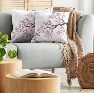 Abakuhaus Kissenbezüge Modern Accent Doppelseitiger Digitaldruck, (2 Stück), Japan Sakura Zweig Blüten