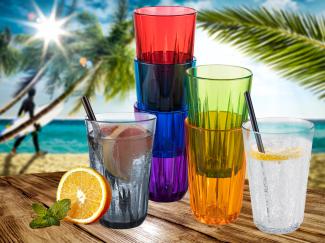 7-er Set Trinkbecher 300ml, unzerbrechliche Tritan Gläser in 7 Farben