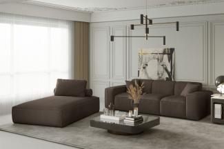 Sofa Set 2-tlg. Sezlong und Sofa 3-Sitzer CELES in Stoff Scala Schokoladenbraun