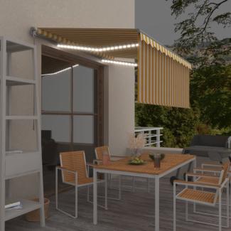vidaXL Markise Manuell Einziehbar mit Rollo LED 3x2,5m Gelb & Weiß 3069383