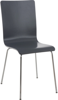 DELUKE® Besucherstuhl PEPE - 87x43x47cm, Grau Holz Metall in Chromoptik Gestell Konferenzstuhl Wartezimmerstuhl