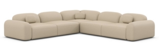 Ecksofa Barcelona mit Zierkissen, Kunstleder, Beige, Rechts