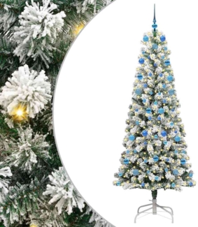 vidaXL Künstlicher klappbarer Weihnachtsbaum Grün und Weiß 210 cm 3395611