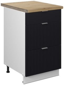 Küchenunterschrank Fame-Line Schwarz gestreift 50 cm , AP Goldkraft Vicco