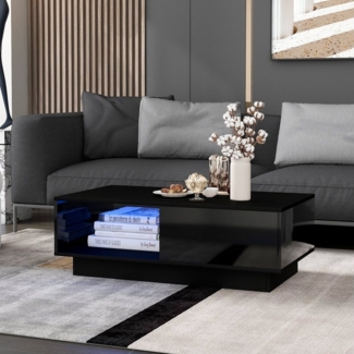 HAUSS SPOLE Couchtisch Couchtisch Beistelltisch Sofatisch Wohnzimmertisch (Hochglanz 15 Farben Leuchte mit Schublade)