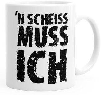 MoonWorks Tasse Kaffee-Tasse Einen Scheiß muß ich Spruch-Tasse Teetasse mit Spruch, Keramik