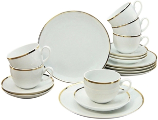 Guido Maria Kretschmer Home&Living Kaffeeservice GMK Geschirr-Set Godi (18-tlg), 6 Personen, Porzellan, Service, handbemalter Rand, 18 Teile, für 6 Personen