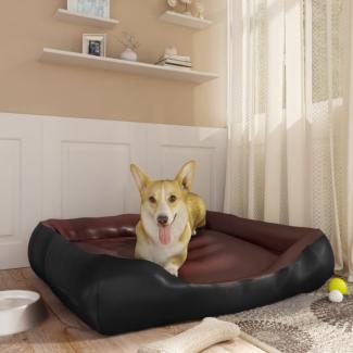 vidaXL Hundebett Ergonomisch Schaumstoff Kunstleder, Schwarz/Braun, 80x68 cm