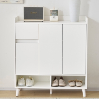 Moderner Schuhschrank Weiß Mit Verstellbaren Trennwänden 90cm Breite Flexibler Stauraum Für Bis Zu 25 Paar Schuhe Flur Kommode Mit Massivholzbeinen Und Sicherheitsgriffen Inklusive Kippsicherung