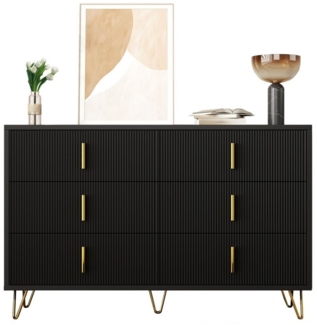 BlingBin Kommode Sideboard (1 St, modernem Design mit 6 Schublade und goldene Griffe), 120 x 77 x 40cm