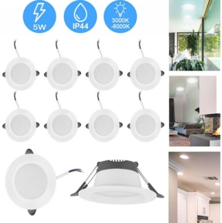 oyajia LED Einbauleuchte 10x LED Einbaustrahler 5W 230V IP44 Flach Badlampe