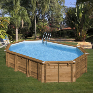 Safran 2 Holzpool Oval 620 x 395 x 136 cm | inkl. Zubehör