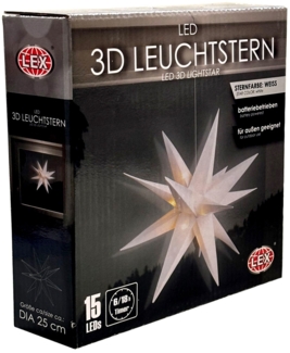 LED Weihnachtsstern Weiß 25cm Fensterstern Faltstern Innen und Aussen