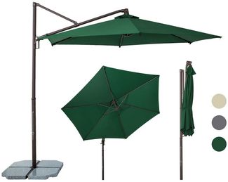 Sekey Ampelschirm 300cm Alu Sonnenschirm, 360° drehbar und neigbar, UV50+ Sonnenschutz, LxB: 300x300 cm, Gartenschirm, Kurbelbedienung und Einrastgarnitur, für Garten