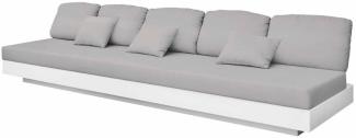 Casa Padrino Luxus 5er Gartensofa Grau / Matt Weiß 350x90 x H. 70 cm - Wetterbeständiges Garten Terrassen Sofa - Hotel Möbel - Luxus Qualität