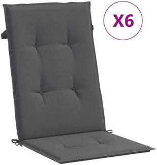 vidaXL Gartenstuhlauflagen für Hochlehner 6 Stk. Anthrazit 120x50x3 cm 314104