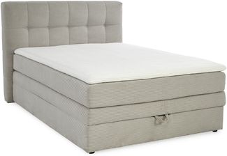 Boxspringbett 140x200 cm H3 Federkernmatratze Bonell Topper, Cord in Beige Grau